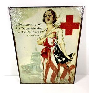 RedCross USA Pinup Girl New Vintage Reproduction High Quality 12”x14” Metal Sign